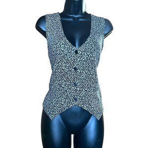 80s vintage black & white abstract print sweater vest